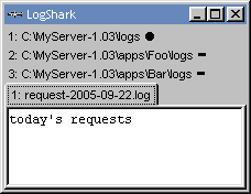 LogShark window showing one log file.